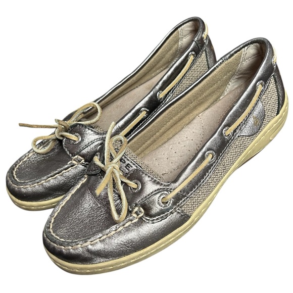 Woman’s Sperry Top-Sider Angelfish Metallic Silver Boat Shoes - Picture 1 of 7
